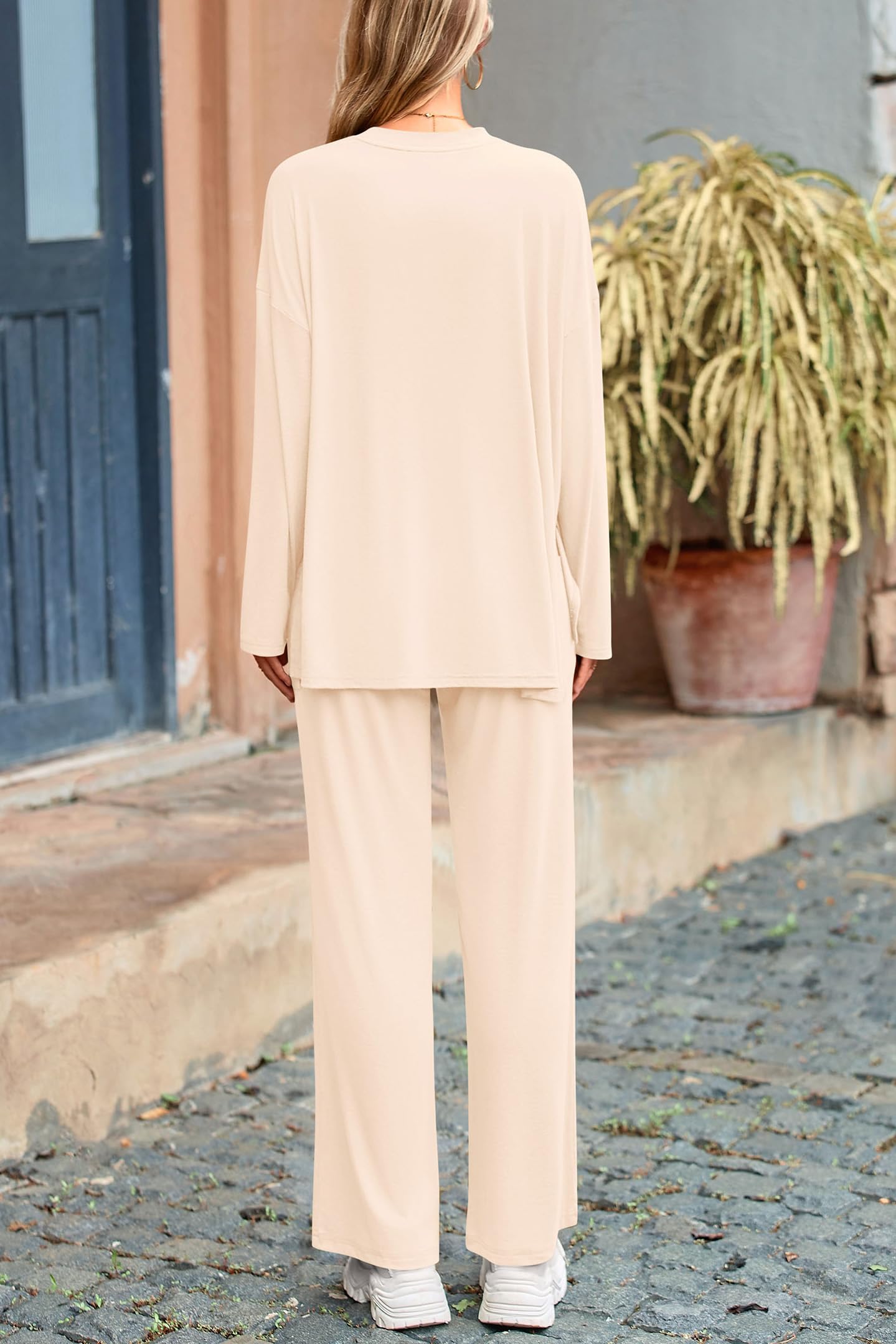 PRETTYGARDEN Women's Two Piece Lounge Sets Matching Long Sleeve Shirts Wide Leg Pants Tracksuits Travel Outfits Fall Clothes