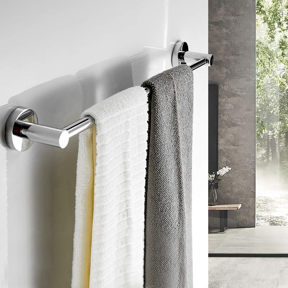 BESy Adjustable 15 to 26 Inch Single Bath Towel Bar for Bathroom SUS304 Stainless Steel Towel Holder, Wall Mount with Screws Hand Towel Bar Rod Hotel Style, Brushed Gold