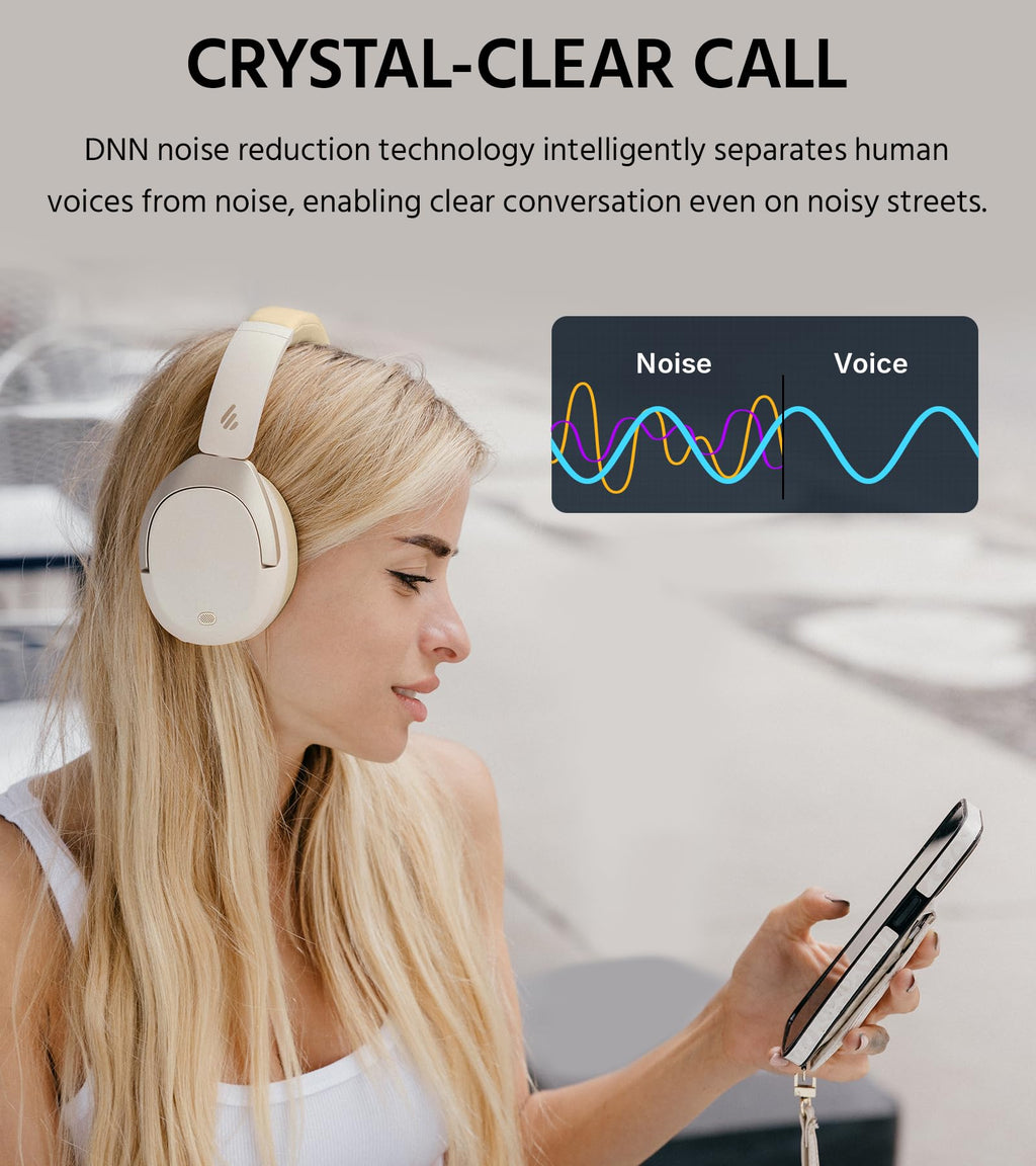 Edifier W830NB Wireless Over Ear Headphones with -45dB Active Noise Cancelling, 94H Playtime, LDAC Hi-Res Sound, Spatial Audio, Fast Charging, Multipoint Connection, Bluetooth V5.4 - Black