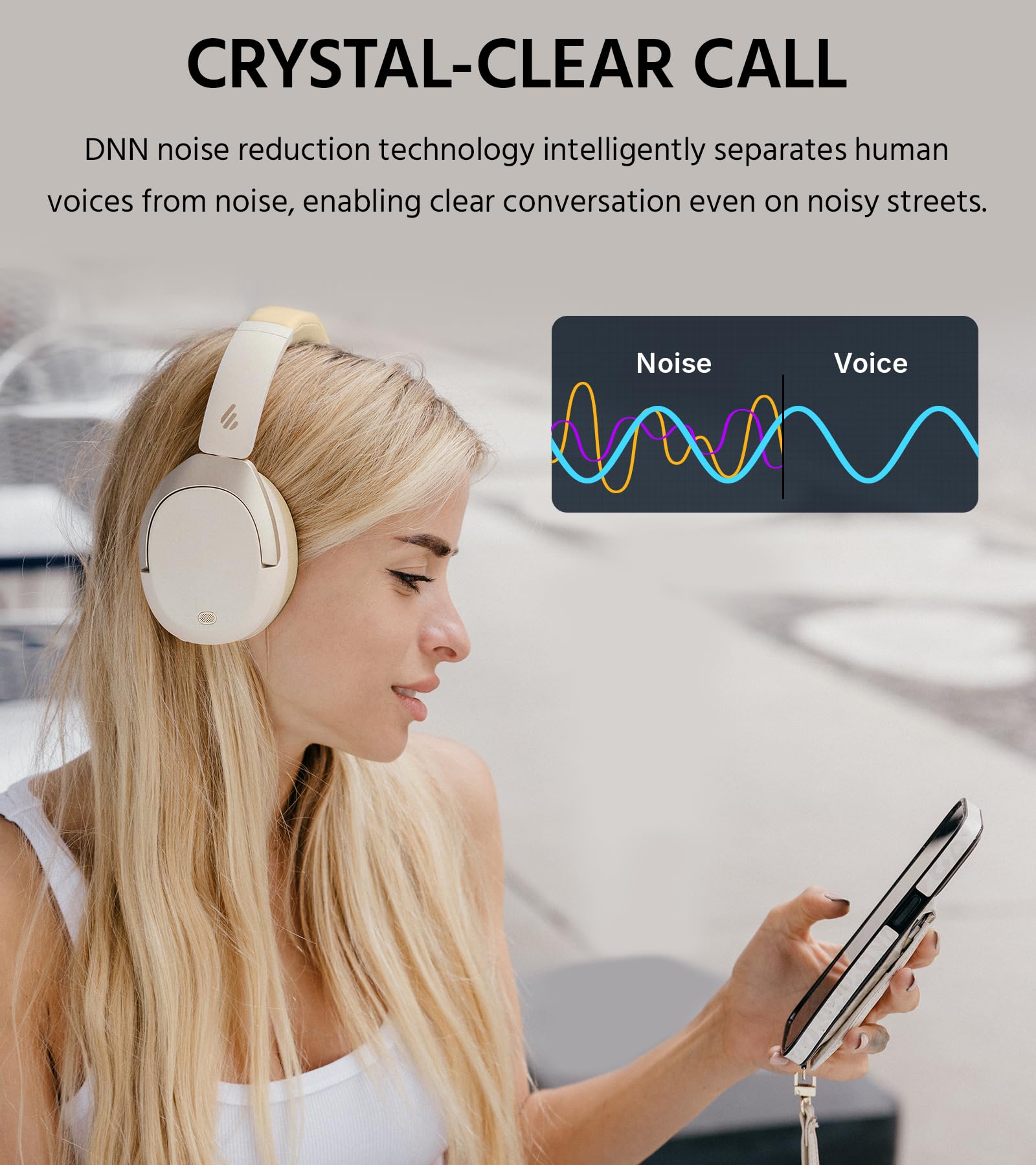 Edifier W830NB Wireless Over Ear Headphones with -45dB Active Noise Cancelling, 94H Playtime, LDAC Hi-Res Sound, Spatial Audio, Fast Charging, Multipoint Connection, Bluetooth V5.4 - Black