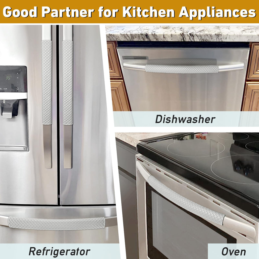 Refrigerator Door Handle Covers, Set of 4, Performance Appliance Handle Covers, Non-Slip Fridge Door Handle Covers, Keep Your Kitchen Clean, Microwave Oven Dishwasher door Handle Protectors(Brown)