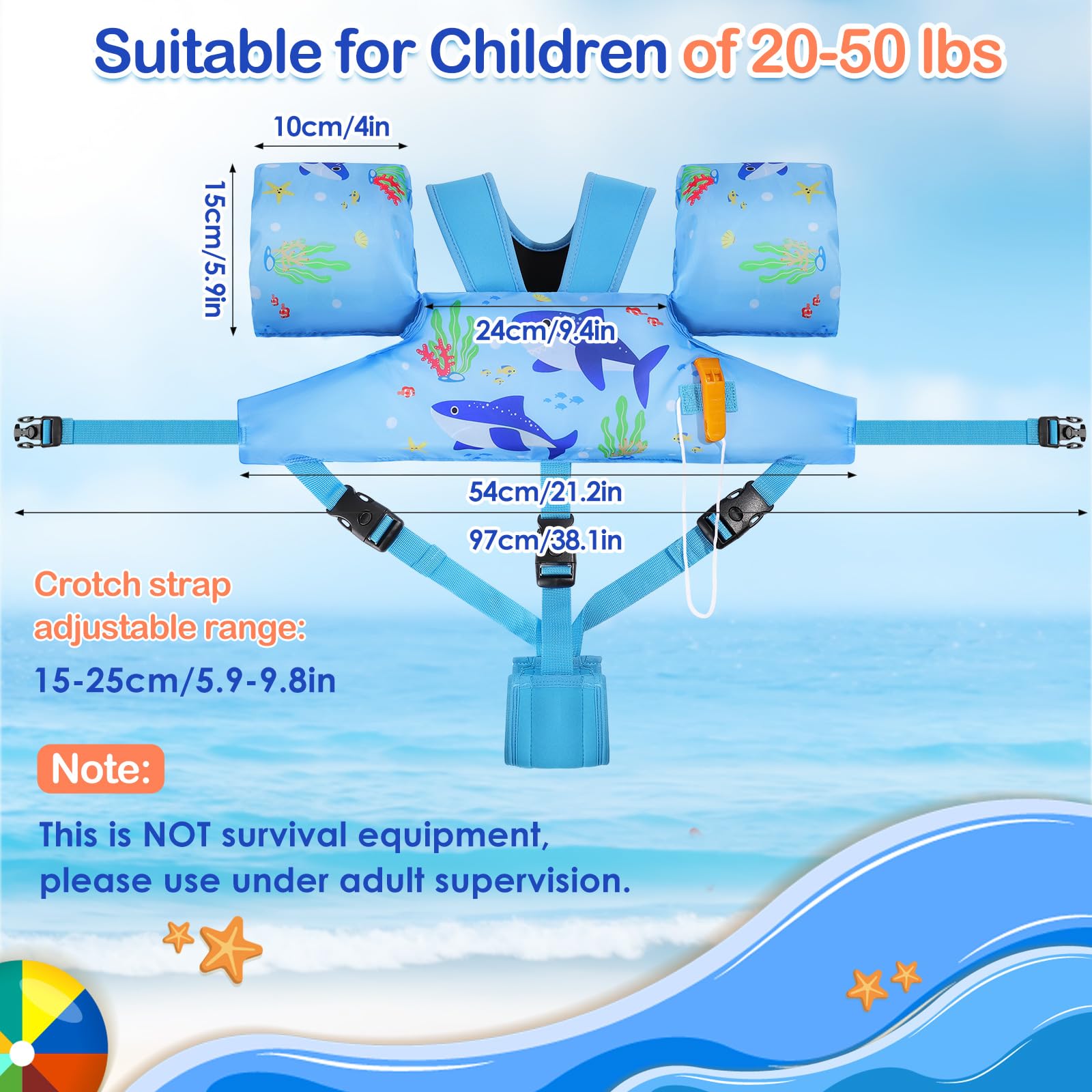 Moko Swim Arm Band for Kids 20-30-50 lbs, Cute Cartoon Toddler Swim Vest, Swimming Water Wings Pool Floaties Sleeve for Children Learn to Swim