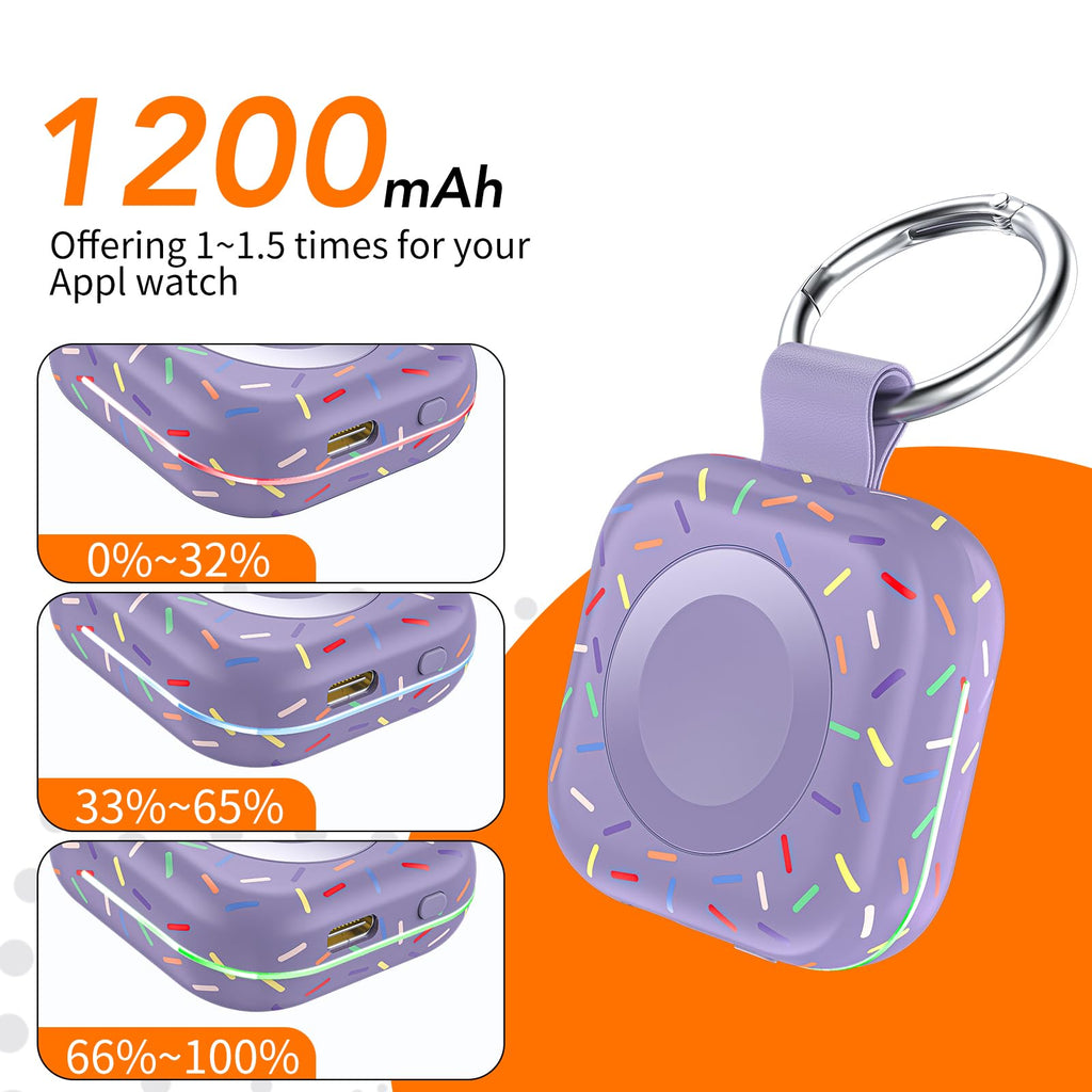 HUOTO Portable Charger for Apple Watch,Wireless Magnetic iWatch Charger 1200mAh Power Bank Travel Keychain Accessories Smart Chargers for Apple Watch Series 11/10/9/8/7/6/SE/5/4/3/2/1/UItra/UItra 2