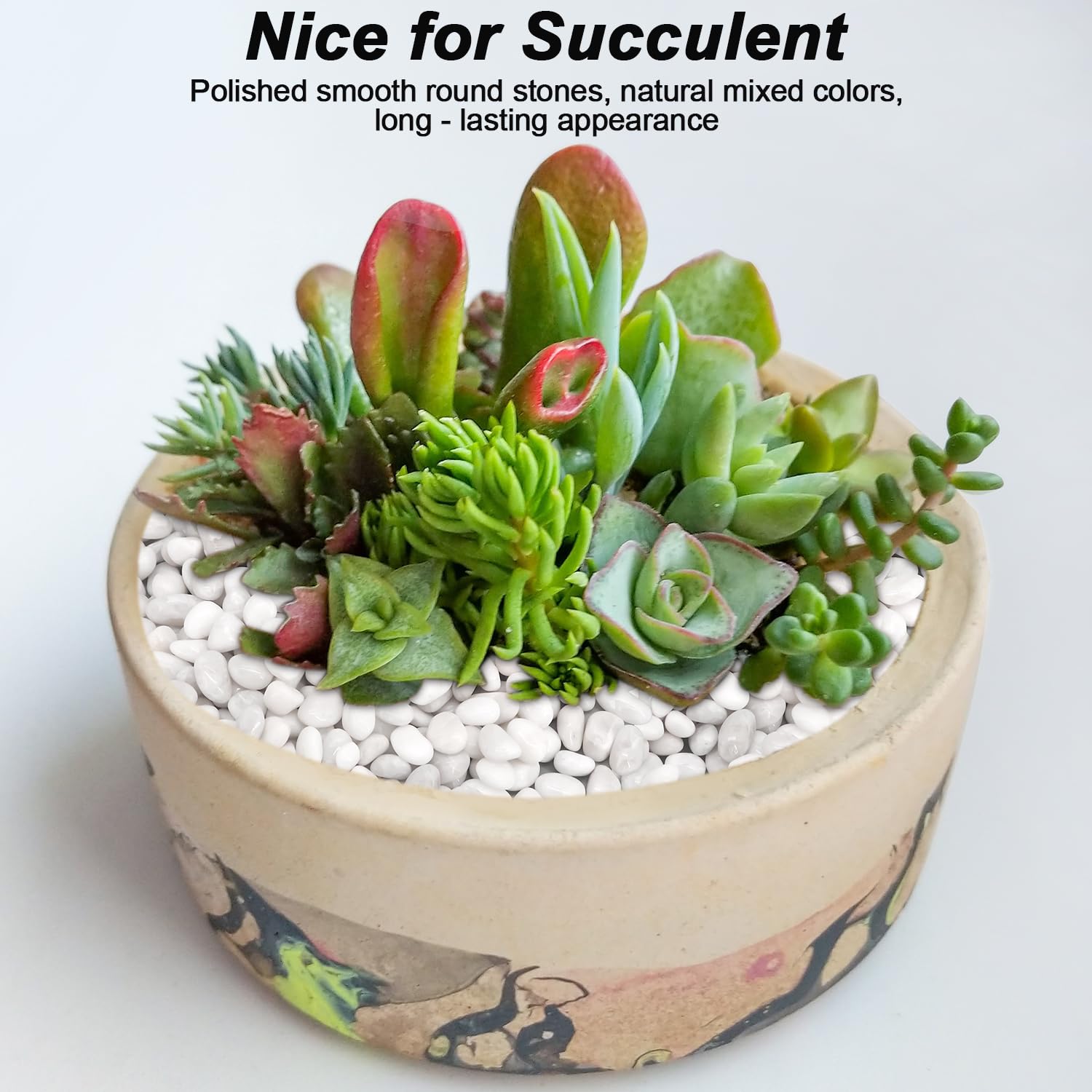 Terrarium Supplies,Virekm River Rocks, Decorative Ornamental Pebbles,Garden Landscaping Stones,Gravel Filler for Home Decoration Flower Bed Fish Tank Plants Vases Succulents