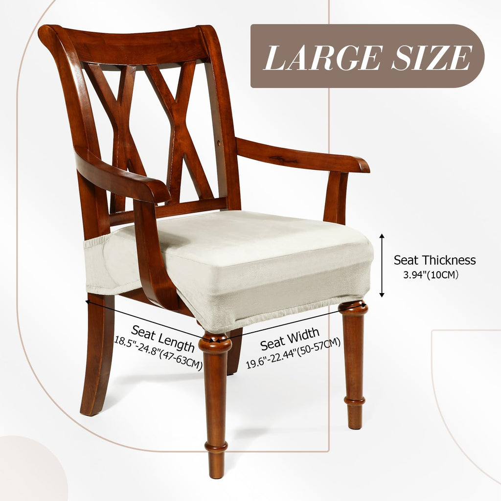 Havawish Large Dining Room Chair Seat Covers with Armrest Dining Chair Slip Covers Protectors(1 Pcs,Beige White)