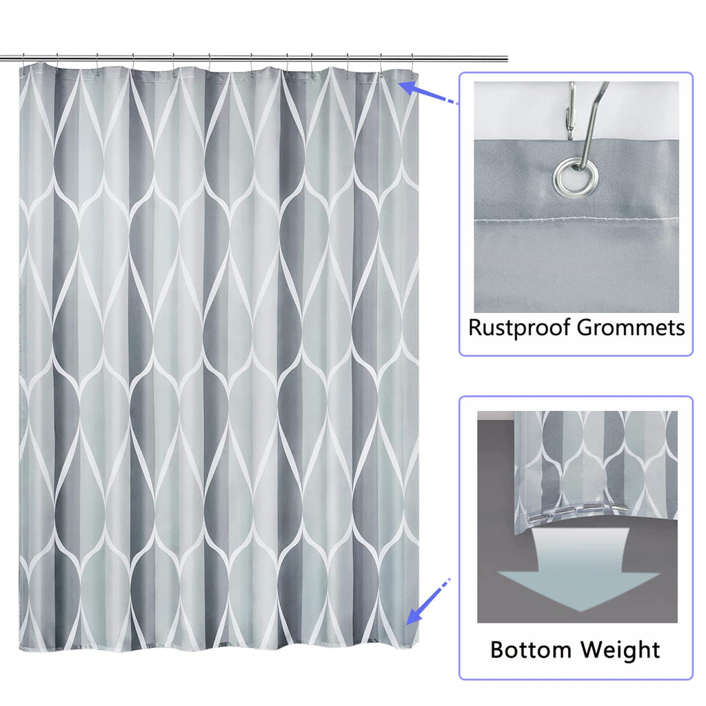 LLSCL Fabric Shower Curtain Liner with Magnets, Waterproof Hotel Quality, 72 x 72 Machine Washable