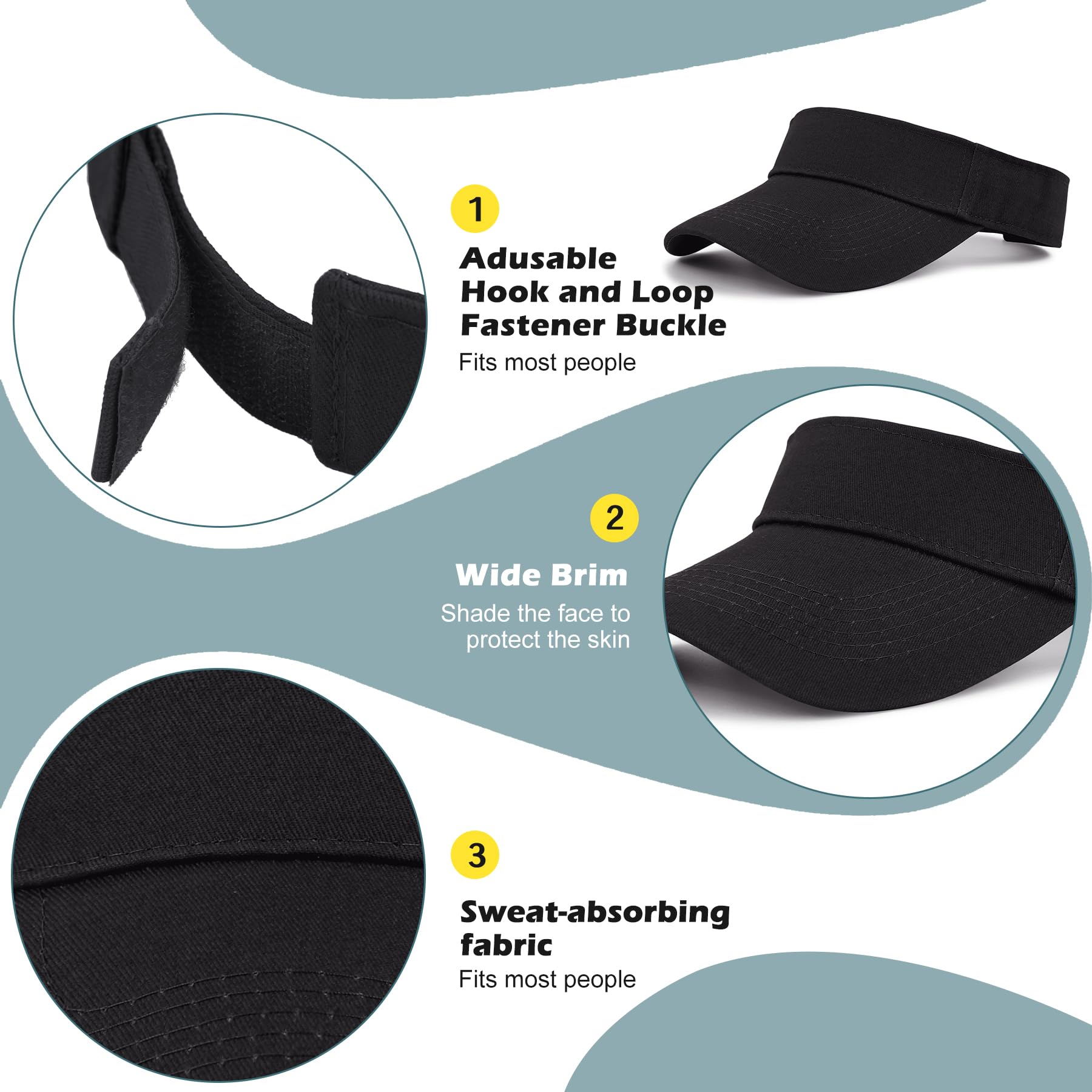 Zando 3.2" Structured Brim Sun Visor Hats for Women, Quick-Dry Lightweight Sports Visor for Golf, Tennis, Pickleball