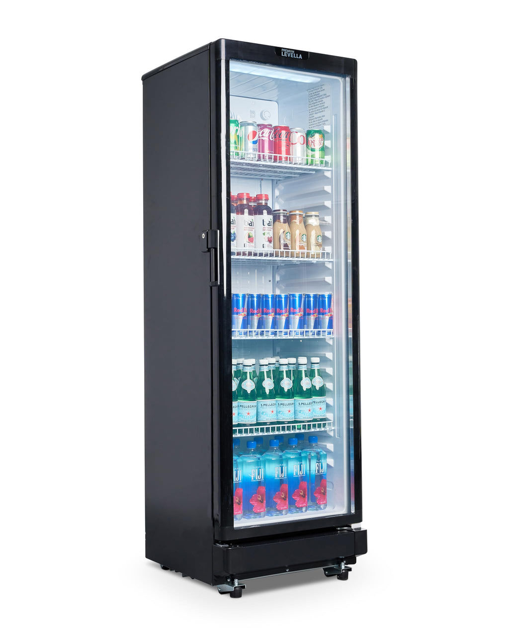 PremiumLevella PRF37DX Glass Door Display Refrigerator 3.1 cu ft Commercial Beverage Cooler Merchandiser - Black