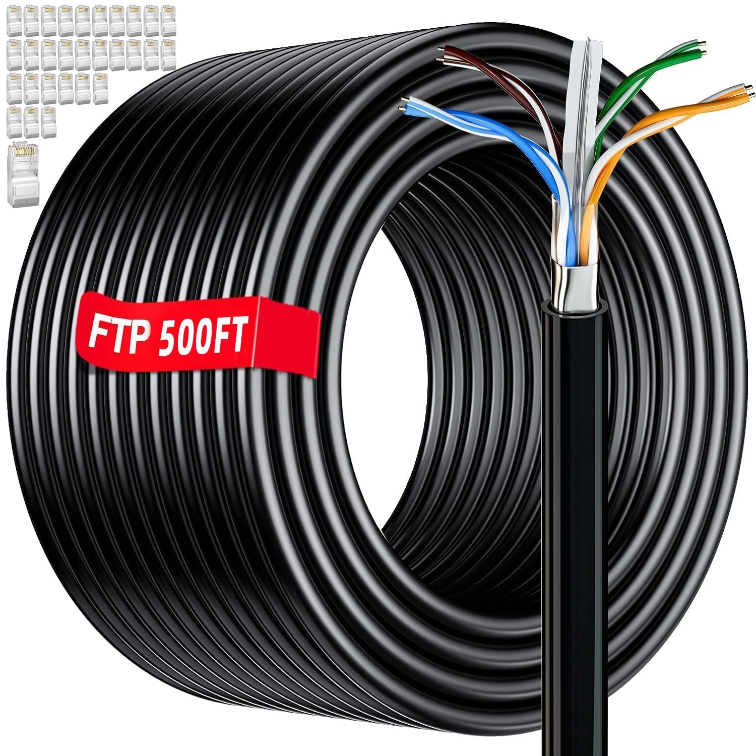 MEIPEK Cat 6 Shielded Ethernet Cable 10ft, Outdoor&Indoor Cat 6 Patch Cable, Heavy Duty 23AWG, High Speed, Weatherproof, UV Resistant Cat6 RJ45 LAN Network Cables for Gaming, Modem