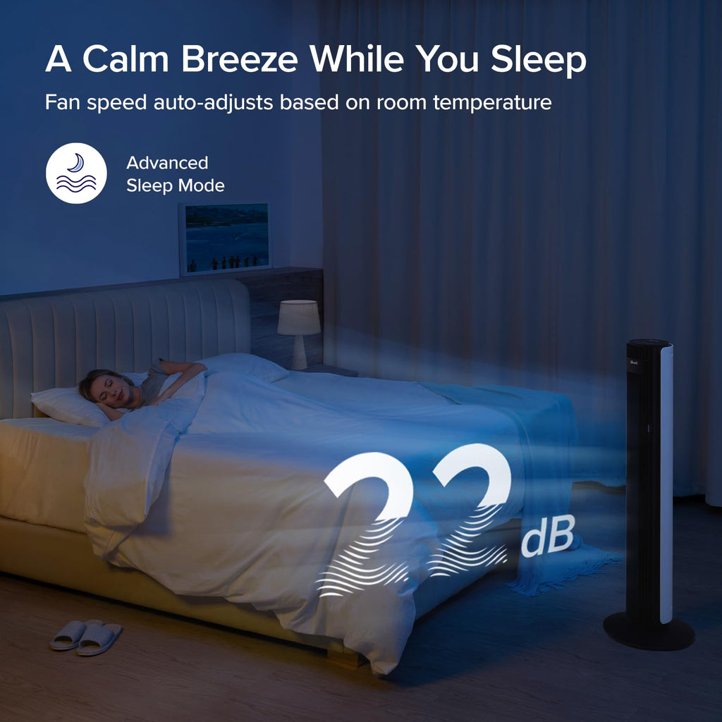 LEVOIT Tower Fan for Bedroom, 90° Oscillating Standing Fan with 28dB Quiet for Sleep, 25ft/s Velocity, 12H Timer, 5 Speeds 4 Modes, Remoter, Bladeless Room Fan for Home, Office, Indoor, 36 inch, White