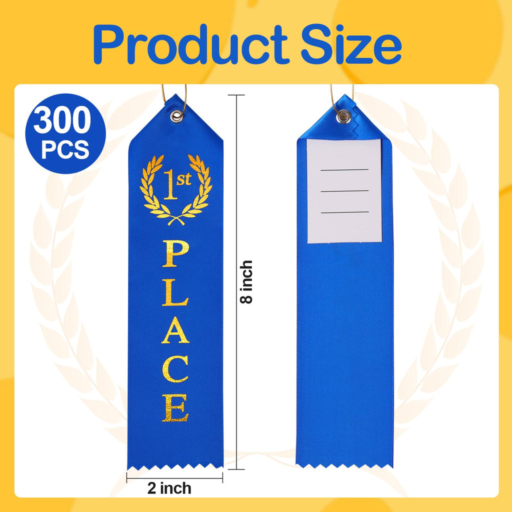 36PCS Award Ribbons, Medal Ribbons for 1st, 2nd, 3rd Place, Event Card & Rope Included, Perfect for Competitions, Sports Events, School Challenges, Vibrant Blue, Red, and White
