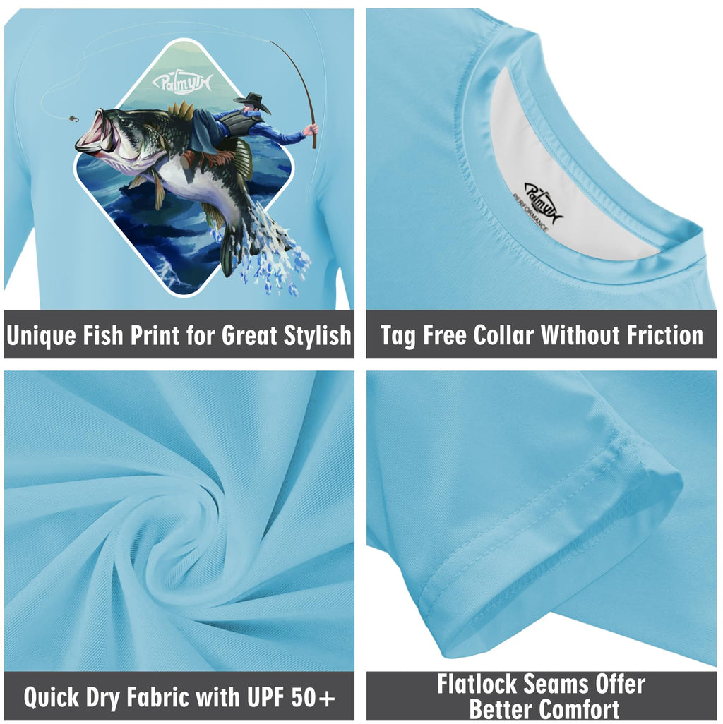 Palmyth Boys Fishing Shirt Youth Long Sleeve T-Shirt UPF 50+ Sun Protection