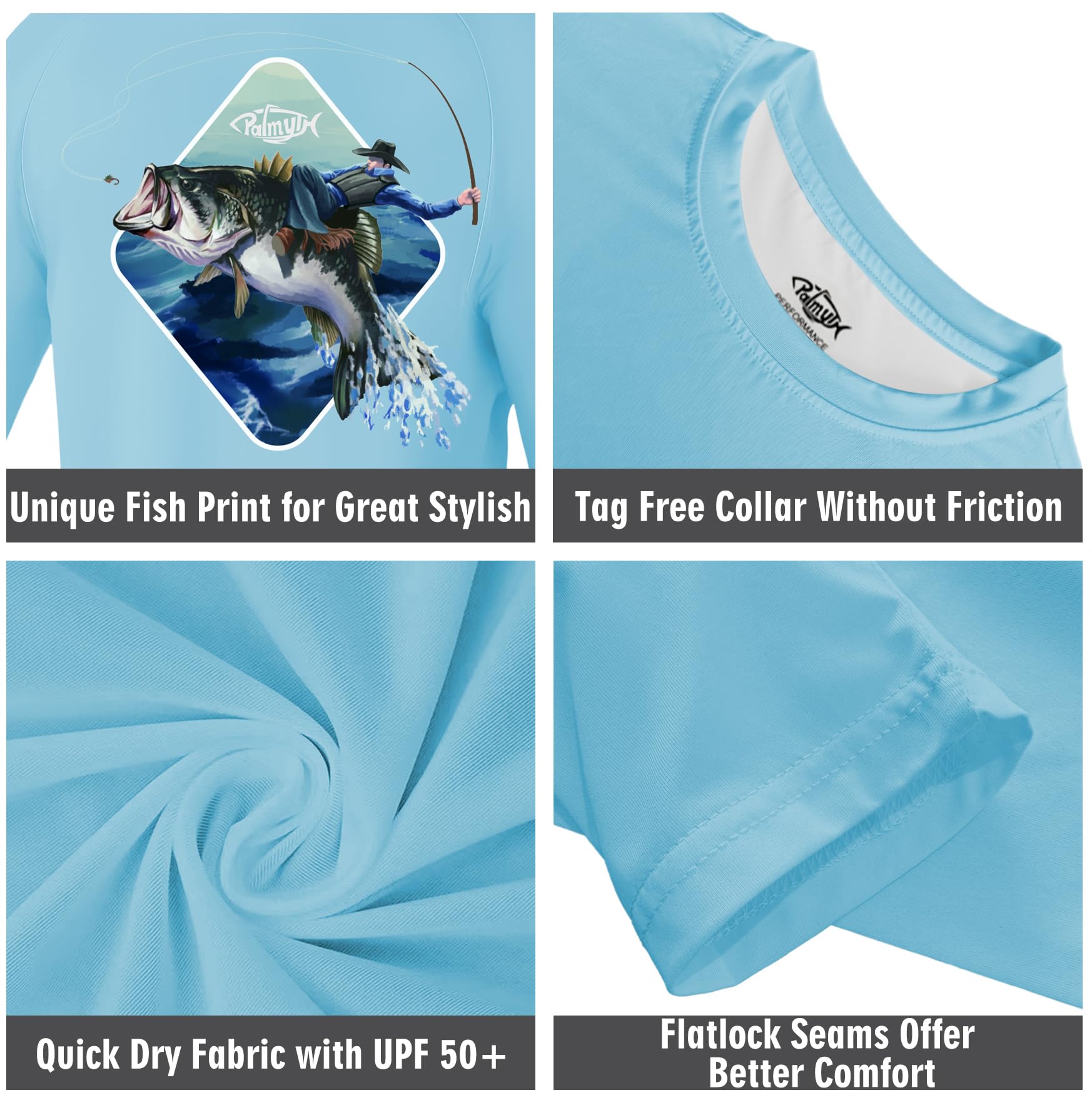 Palmyth Boys Fishing Shirt Youth Long Sleeve T-Shirt UPF 50+ Sun Protection