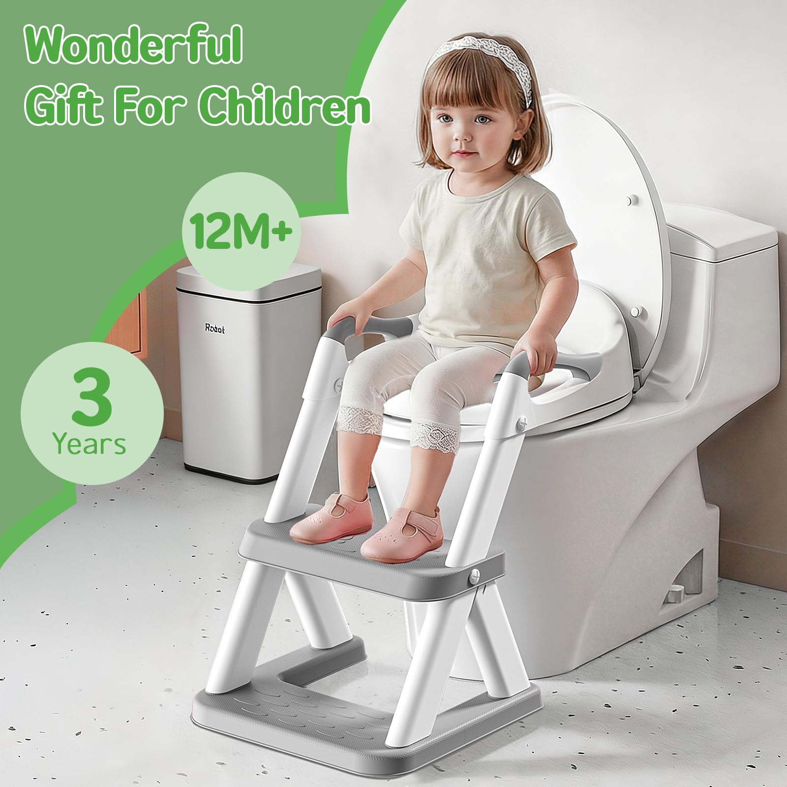 Potty Training Seat, Upgrade Toddler Toilet Seat for Kids Boys Girls, 2 in 1 Potty Training Toilet, Splash Guard Anti-Slip Pad Step Stool(Blue)