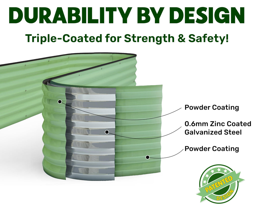 9-in-1 Galvanized Steel Raised Garden Bed // 8×2×1.5 ft Modular Planter for Gardening, Vegetables, Flowers // 18" Tall Metal Raised Garden Beds Outdoor (Dark Green) // Patented Design Planter Box