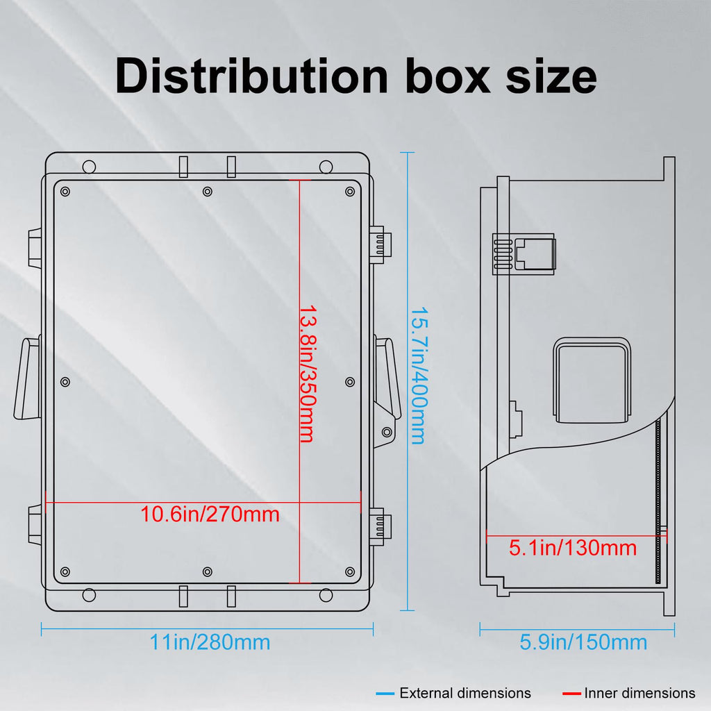 Namunanee Outdoor Electrical Junction Box, ABS Water Resistant Enclosure with Internal Mounting Panel & Hinged Cover, 9.2" H* 7" L* 4.6" W