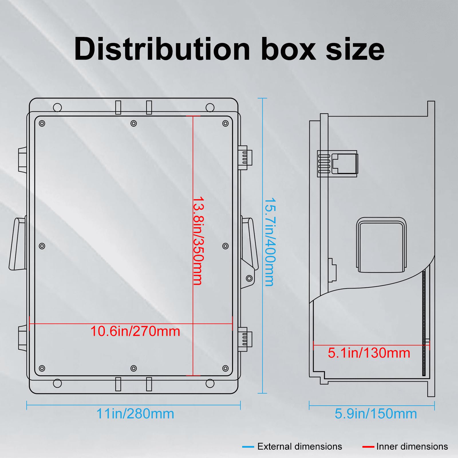 Namunanee Outdoor Electrical Junction Box, ABS Water Resistant Enclosure with Internal Mounting Panel & Hinged Cover, 9.2" H* 7" L* 4.6" W
