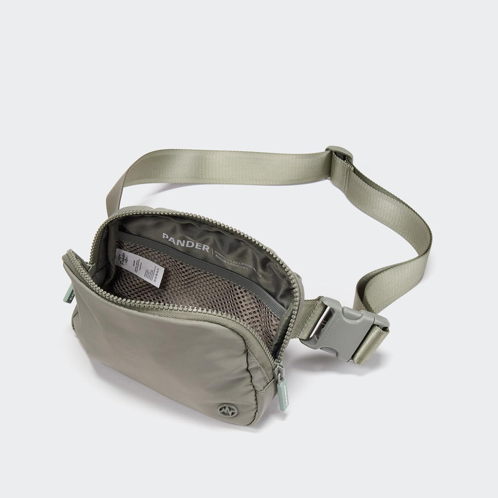 Pander Two Way Zipper Fanny Pack Nylon Everywhere Belt Bag for Women, Water Repellent Waist Packs, Crossbody Bags with Adjustable Strap (Black).