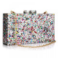 Gets Acrylic Purses and Handbags for Women Multicolor Perspex Geometric Patterns Box Clutch Banquet Evening Crossbody Handbag