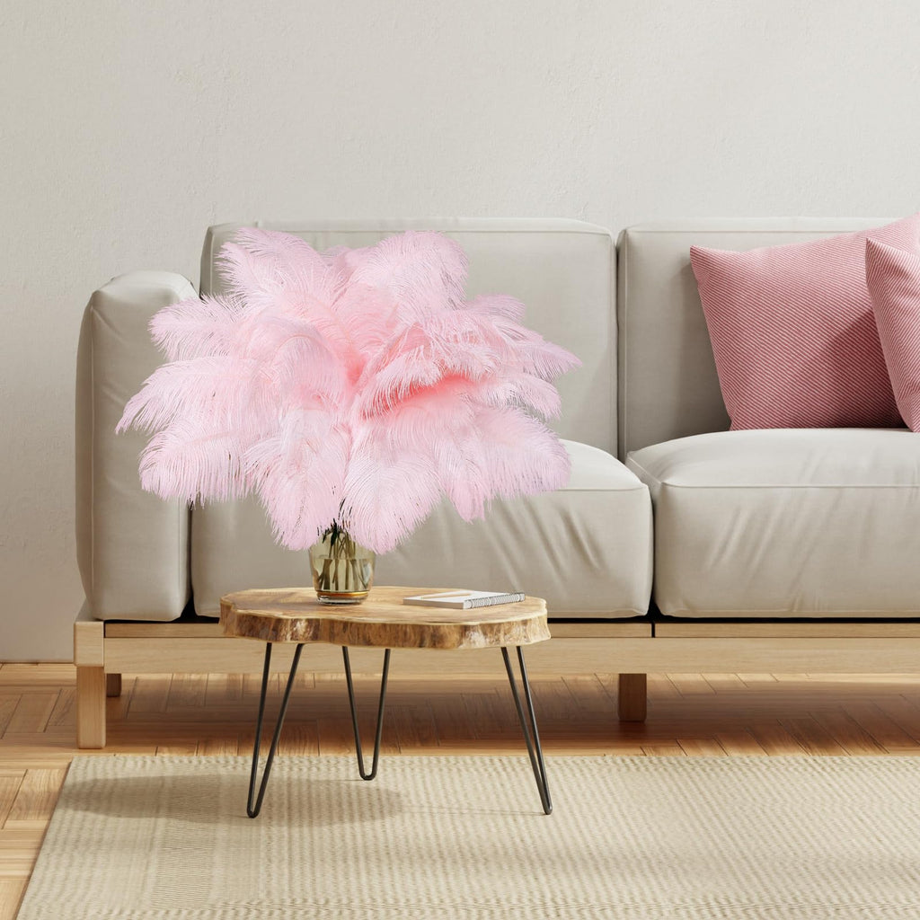 Retrowavy 50 Pcs 14-16 Inches Large Natural Ostrich Feathers Bulk for Centerpieces for Wedding Party Centerpieces Home Decoration Flower Arrangement (Black)