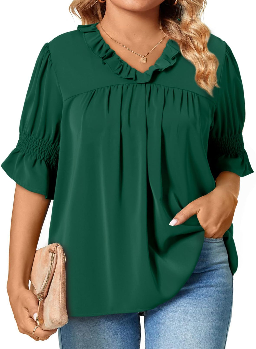 Eytino Plus Size Tops for Women Summer V Neck Short Sleeve Boho Floral Printed Flowy Chiffon Shirts Blouse(1X-5X)