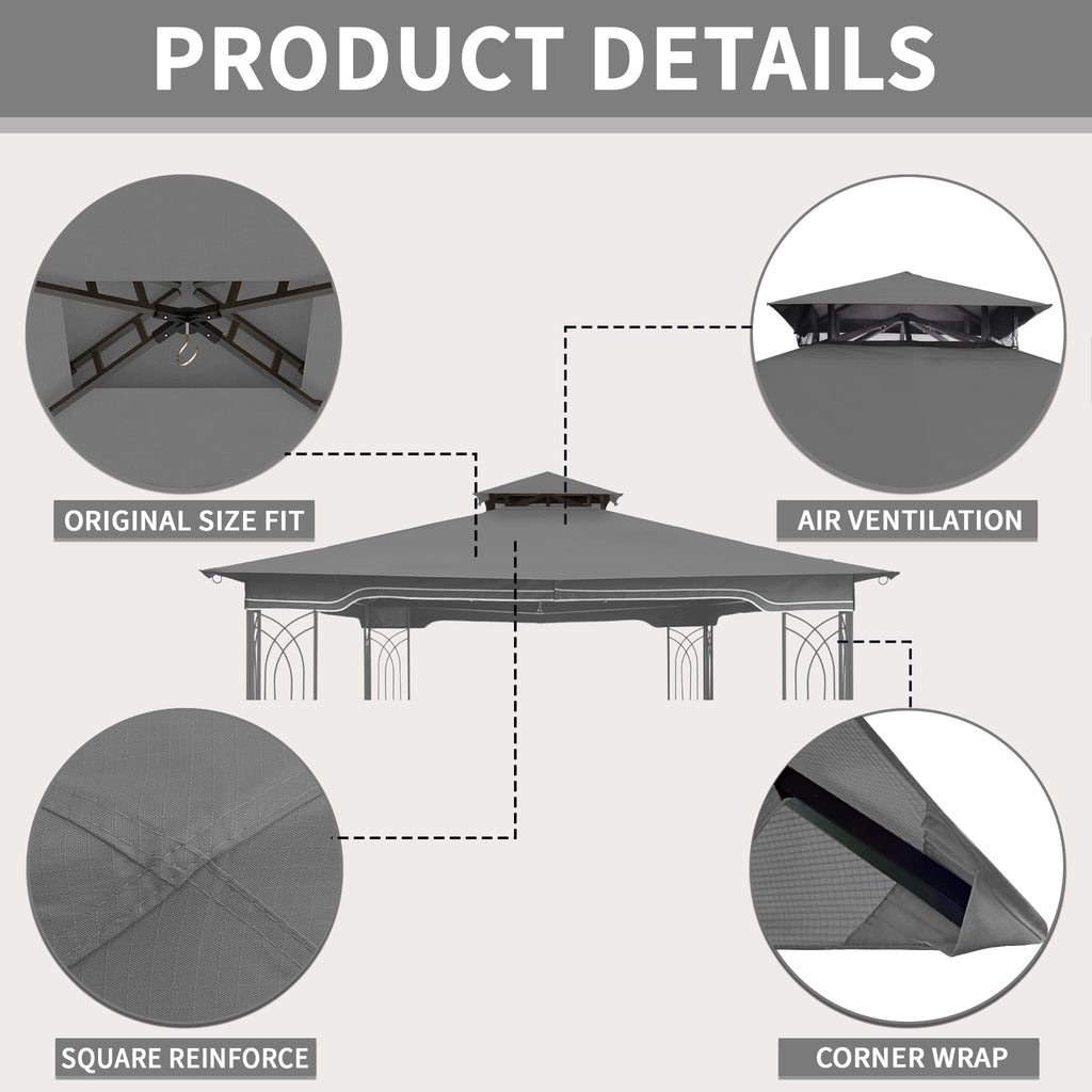 SCOCANOPY Replacement Gazebo Canopy Compatible with 10 x 12 Regency II Patio Gazebo Model L-GZ798PST,A101004104,A101004105,(Forest Green)