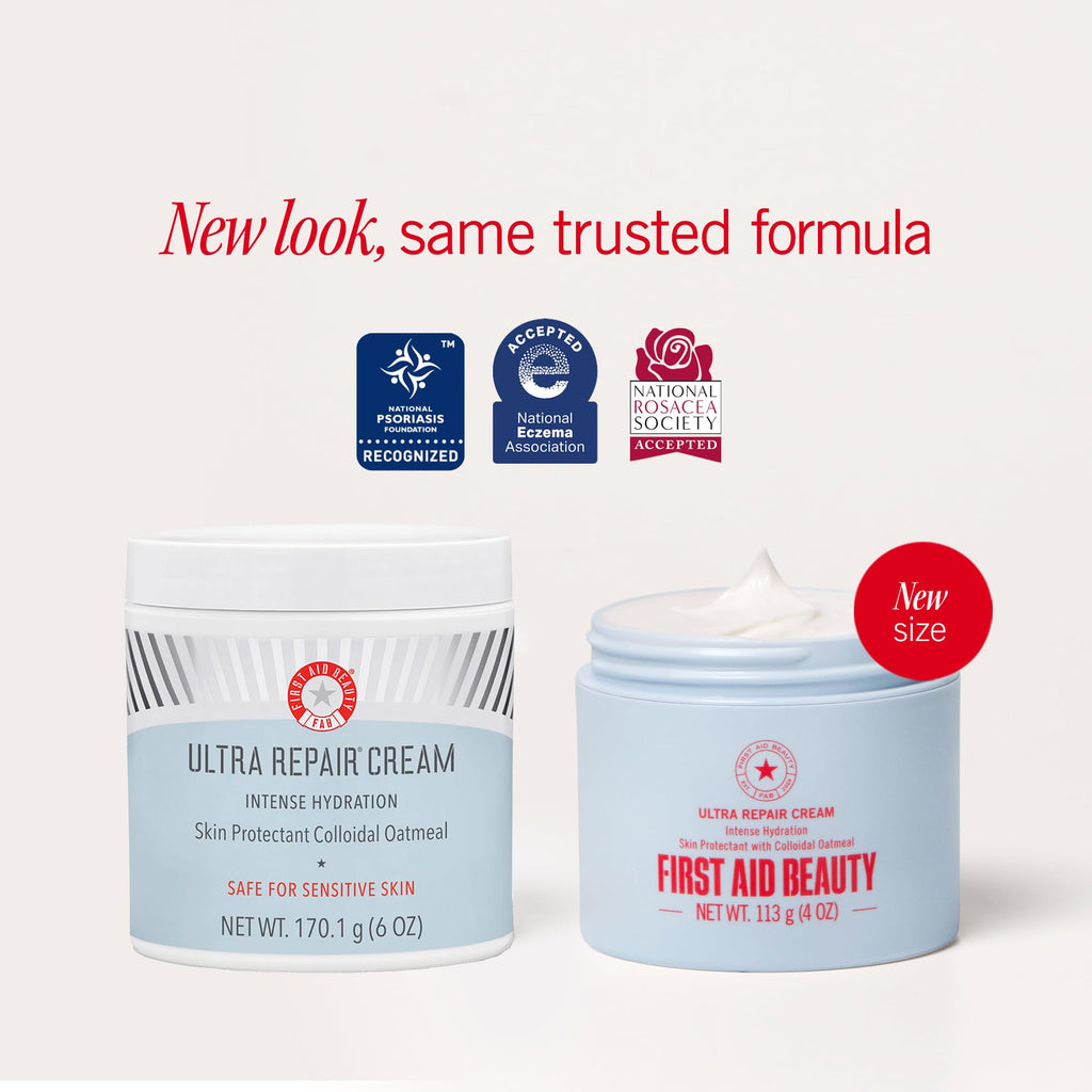 First Aid Beauty Ultra Repair Cream, Intense Hydration Face & Body Moisturizer with Colloidal Oatmeal, Helps Relieve Eczema, Dry Skin Barrier Repair, Fragrance Free