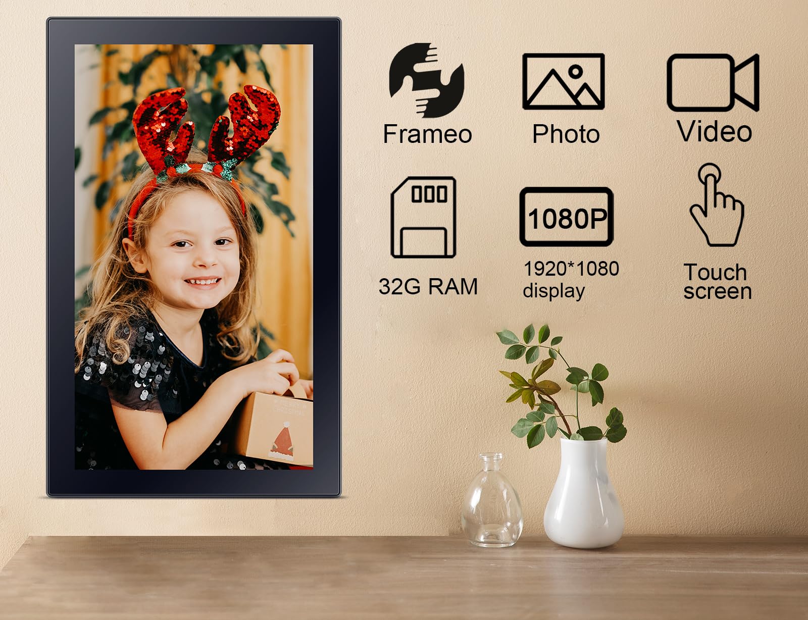 32GB FRAMEO 10.1 Inch Smart WiFi Digital Photo Frame | 1280x800 HD IPS Touchscreen , 32GB Large Storage, Auto Rotate,Share Moments Instantly via Frameo App from Anywhere