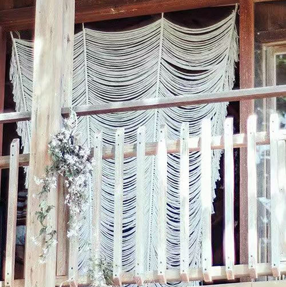 Flber Macrame Curtain Window Macrame Room Divider Doorway Curtain Boho Macrame Wall Hanging Living Room Bedroom Decor 42" W x 75" H