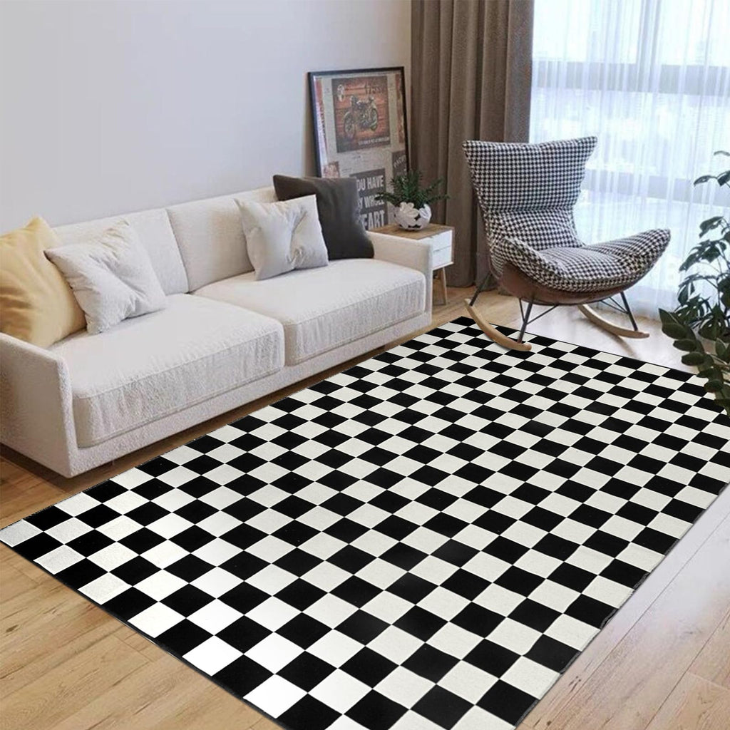 Seavish Checkered Rug, 2x3 Ft Black and White Moroccan Checkerboard Rug Washable Cotton Woven Washable Outdoor Rugs Reversible Floor Mat for Front Door Bedroom Entryway Kitchen Entryway