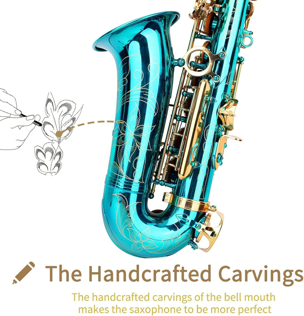 Eb Sky Blue Alto Saxophone - Beginner & Student Model, Professional Quality