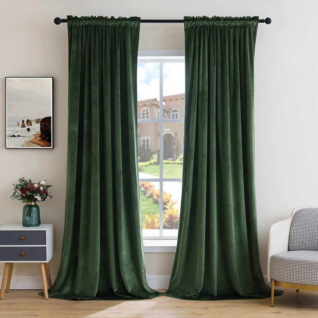 MIULEE Black Velvet Curtains Thermal Insulated Blackout Halloween Curtain Drapes for Bedroom Living Room Darkening 63 Inches Long Curtains Panels Rod Pocket Set of 2