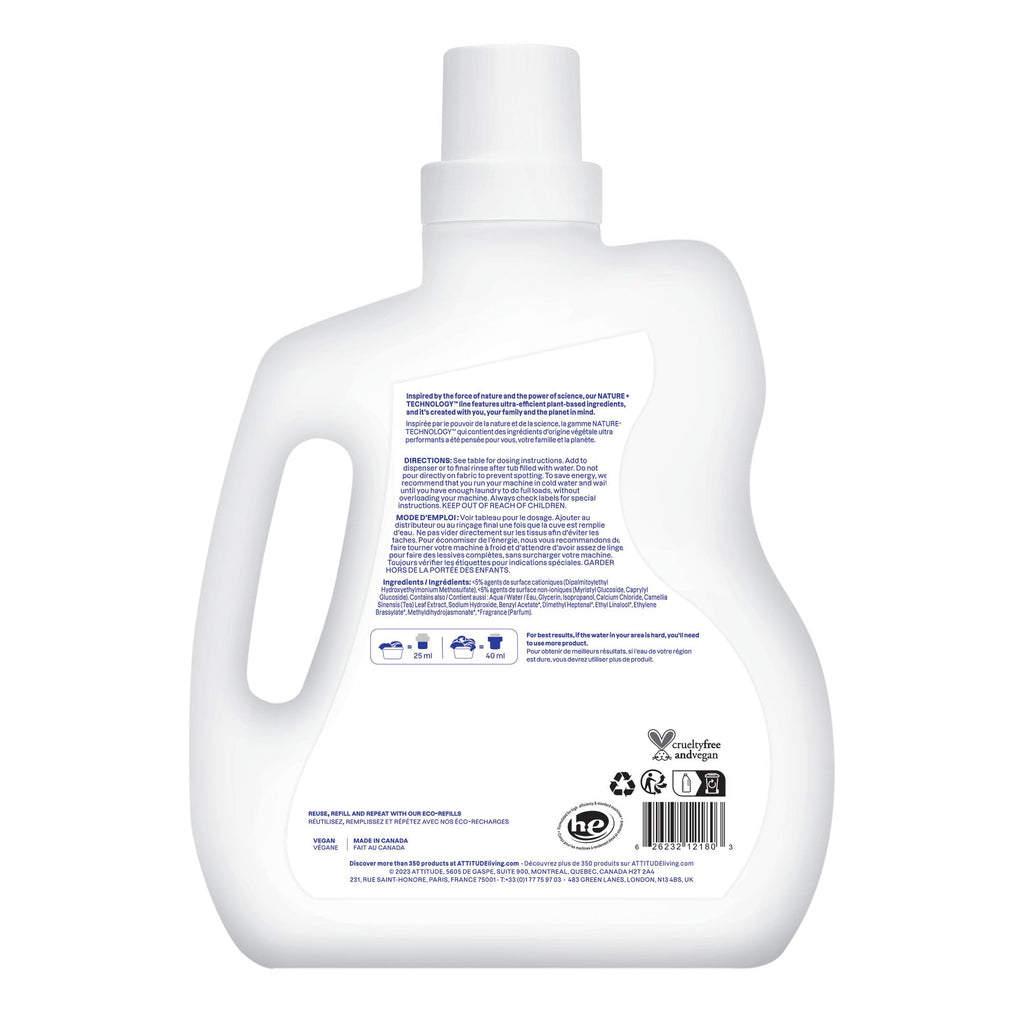 ATTITUDE Liquid Fabric Softener, Plant-Based & Vegan, HE Compatible, Naturally Derived, Citrus Zest Scent, 80 Loads, 67.6 Fl Oz