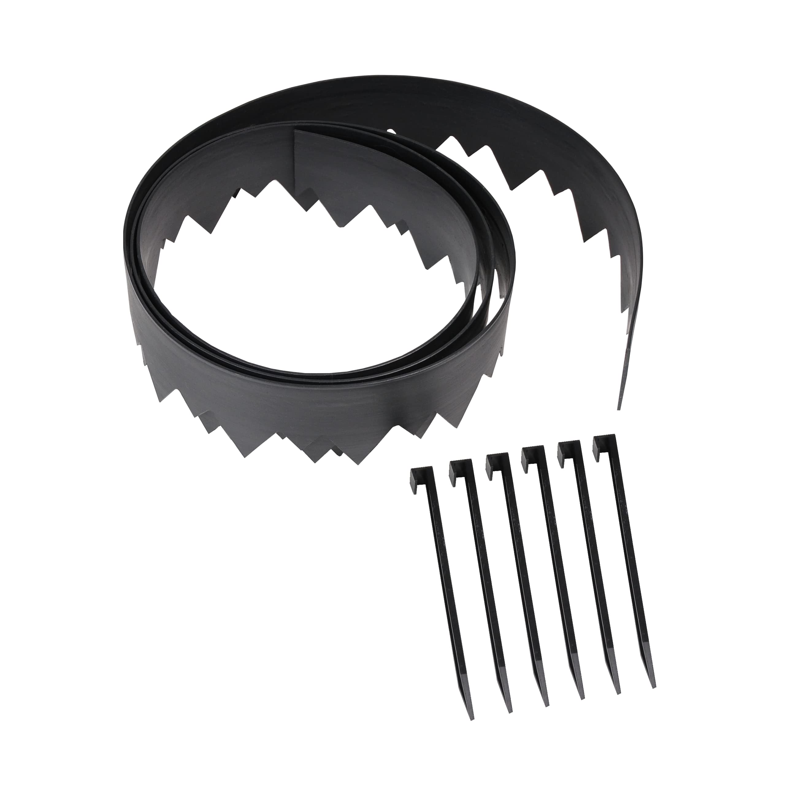 EasyFlex Pound‑In Landscape Edging with Bonus Anchoring Stakes – 20‑Foot Plastic Garden Border, 4.5 in. Straight‑Top Lawn Edging, Black