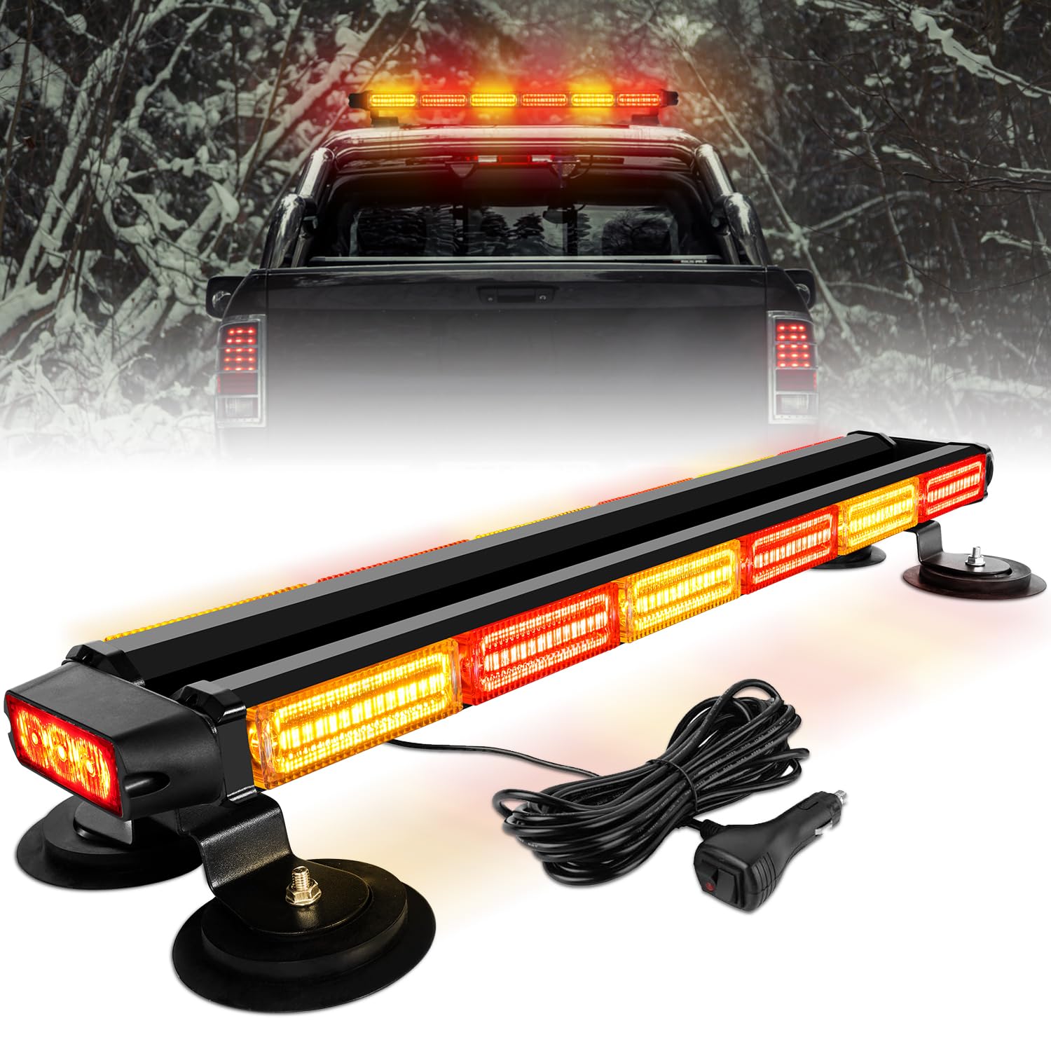 ASPL 26inch 126 LED Rooftop Emergency Strobe Lights Bar Double Side Flashing Safety Warning Traffic Advisor Light Bar Hazard Snow Plow Light for Work Trucks Vehicles Construction Tow Pickup(Amber)