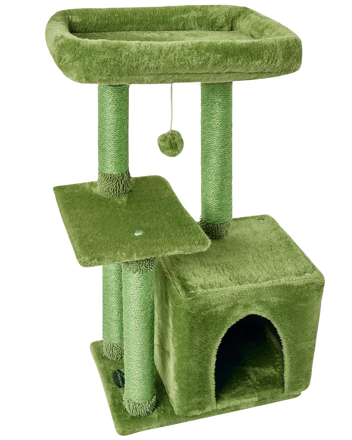 FISH&NAP Cute Cat Tree Kitten Cat Tower for Indoor Cat Condo Sisal Scratching Posts with Jump Platform Cat Furniture Activity Center Play House Beige