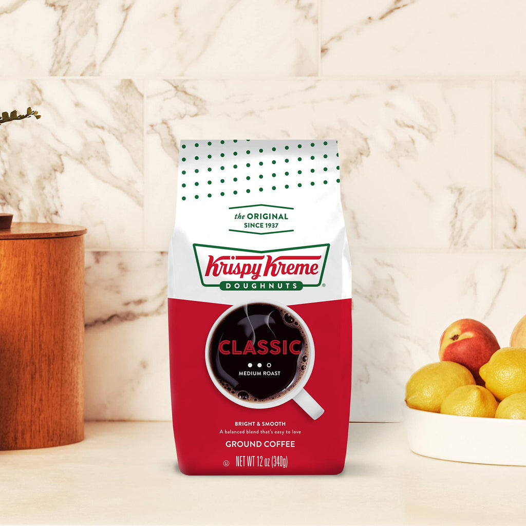 Krispy Kreme Doughnuts, Classic, Ground Coffee, Medium Roast, Bagged 12oz