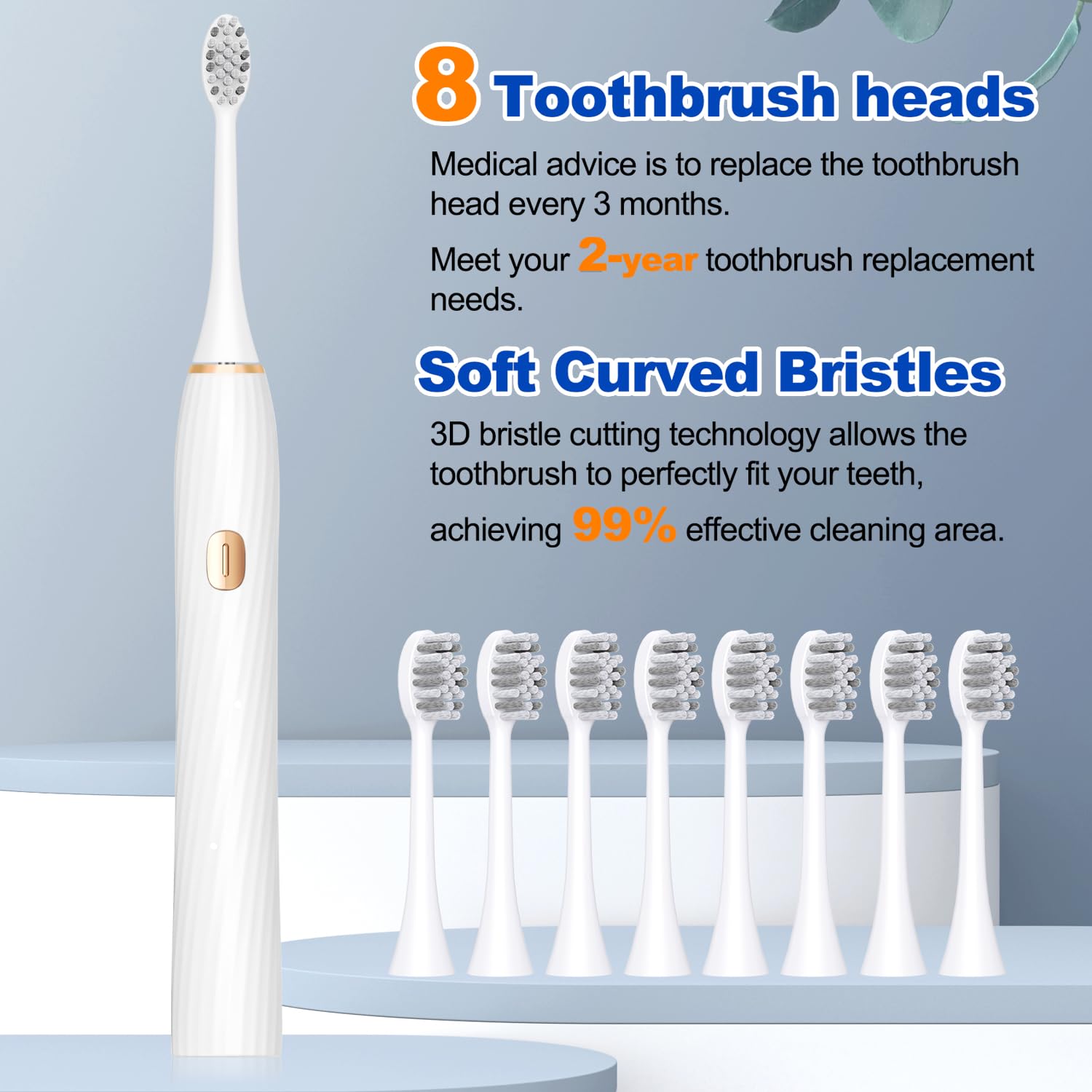FXQQZZ Electric Toothbrush for Adults and Kids, with Tongue Scraper and Travel Case, 8 Brush Head, Smart Timer & 4 Modes Rechargeable Toothbrush, 42000 VPM Deep Clean, One Charge Last 90 Days - Black