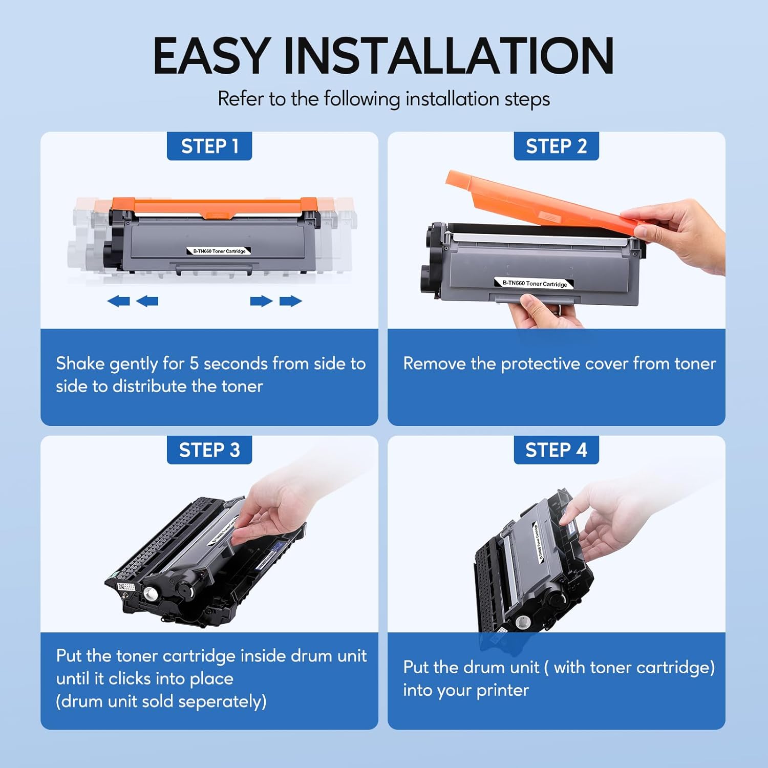 WEAREC Compatible Toner Cartridge & Drum Unit Replacement for Brother TN660 TN-660 TN630 DR630 Work with HL-L2300D HL-L2360DW DCP-L2520DW MFC-L2700DW MFC-L2740DW Printer (Black, 3 Pack)