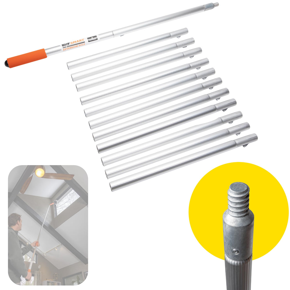 16 ft Sectional Aluminum Extension Pole