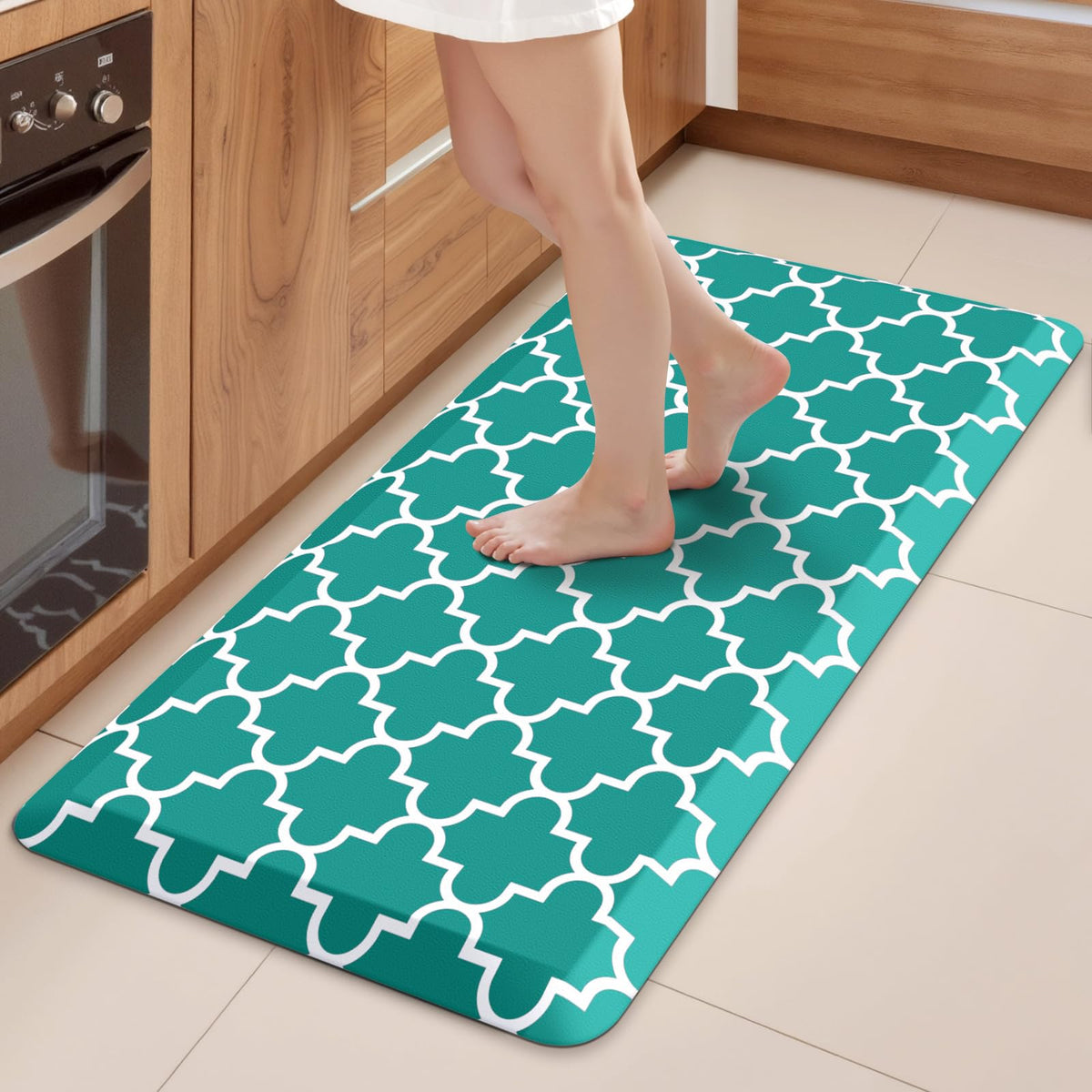 WISELIFE Anti-Fatigue Cushioned Kitchen Mat / Rug ,17.3"x 28",Non Slip Heavy Duty PVC Ergonomic Waterproof Comfort Rugs for Floor Home, Office, Sink, Laundry,Black