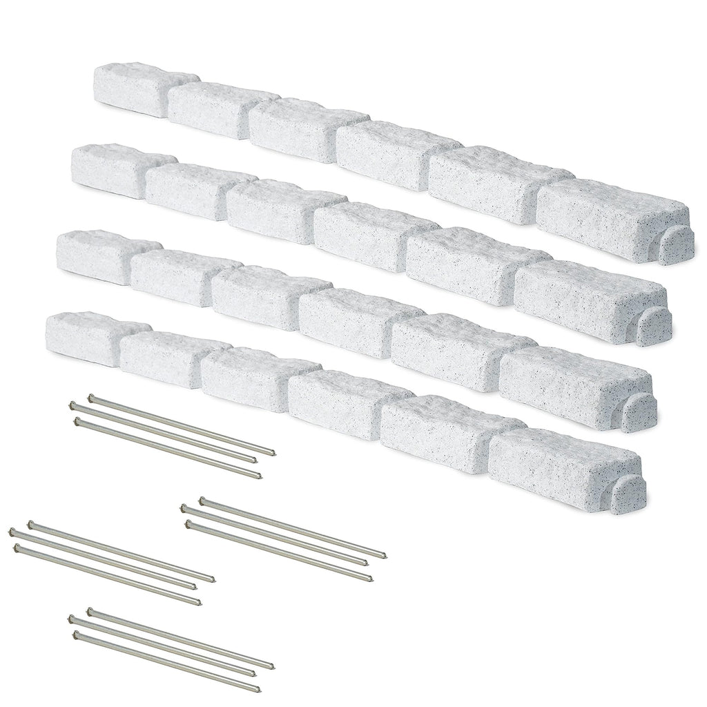 Beuta Landscape Edging | Garden Edging Border | Faux Stone Bricks for Lawn edging, Flower beds, Pathways & Yard Edging– 1 Pack | Each Section Has 6 Bricks 48"L x 4"W x 2.25"H | 3 Spikes |Cobblestone