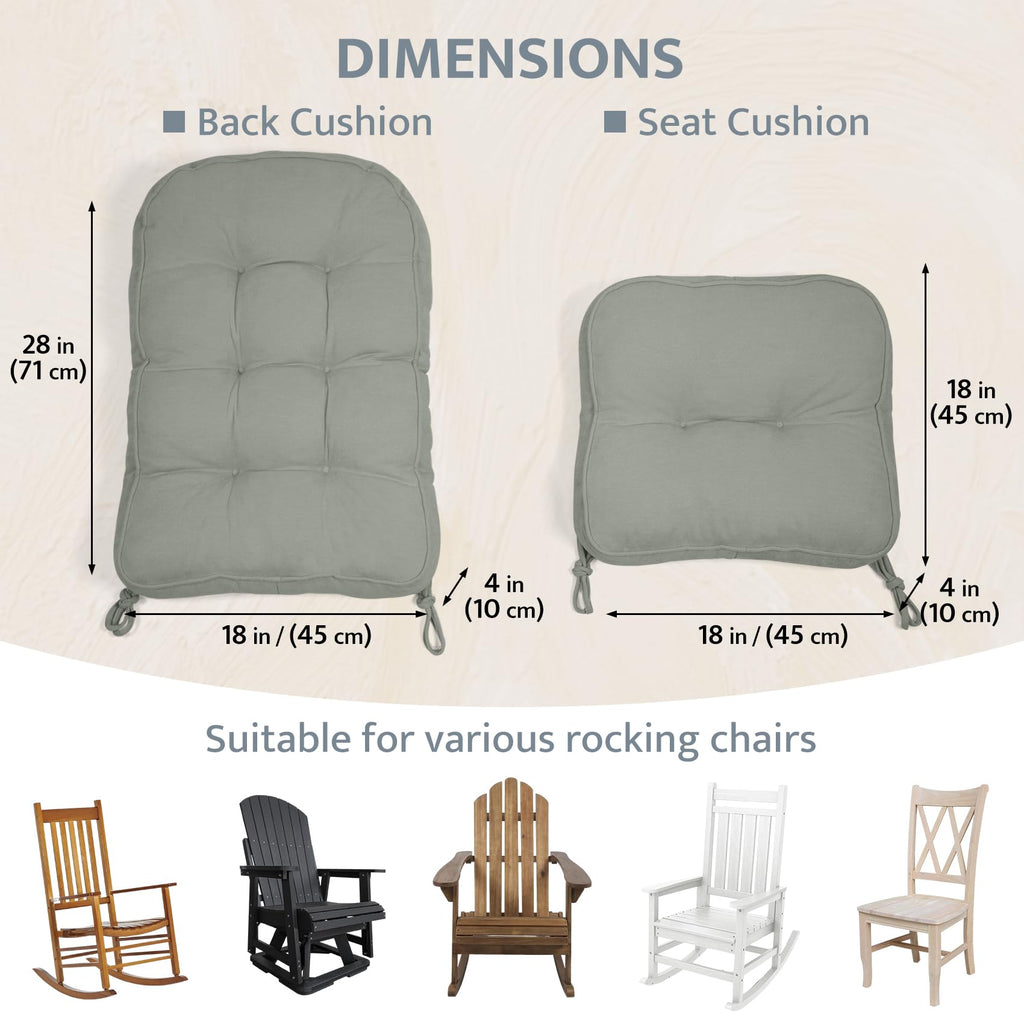 mudilun Rocking Chair Cushion - Non-Slip Tufted 4-Inch Thickened Rocking Chair Cushions with Ties Indoor/Outdoor Wooden Rocking Chair Pad for Living Rooms, Bedrooms, and Balconies