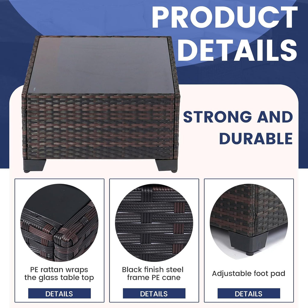 LEVELEVE 7 Pieces Outdoor Patio Furniture Sets,Rattan Conversation Sectional Set,Manual Weaving Wicker Patio Sofa with Tea Table