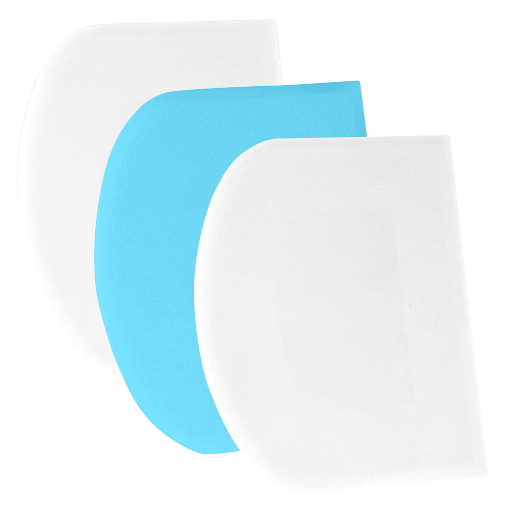 SURDOCA Dough Scraper Bench Scraper - 3P 4.7x3.7" Plastic Flexible Bowl Scraper, Sharp Edge & Angles Cake Scraper. Non-Slip Bakeware Decorating Tools Sculpting & Modeling Tools - Blue+White+Pink