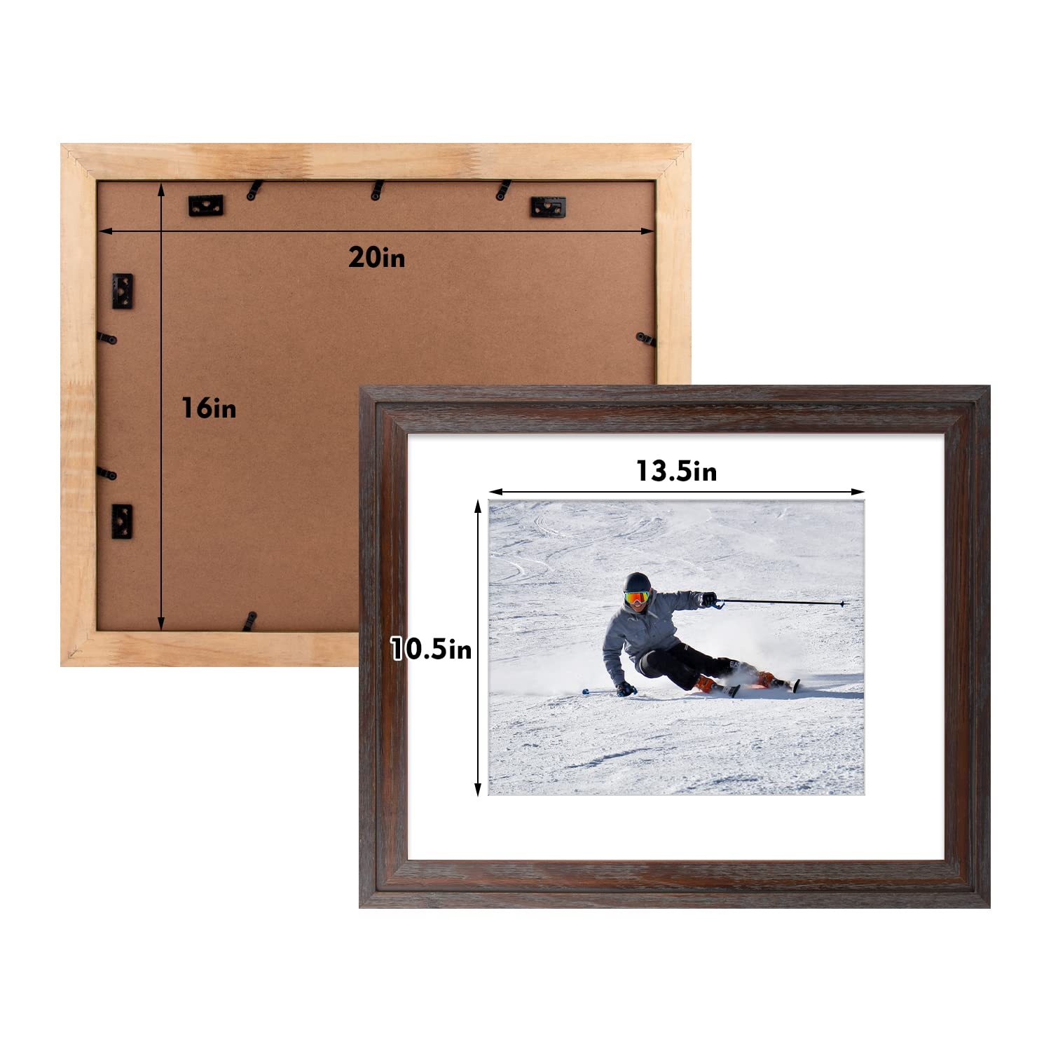 Golden State Art, 13x19 Picture Frame - Displays 11x17 Photo with Mat or 13x19 Without Mat, Wide Moulding Solid Wood Frame for Wall Display, Black