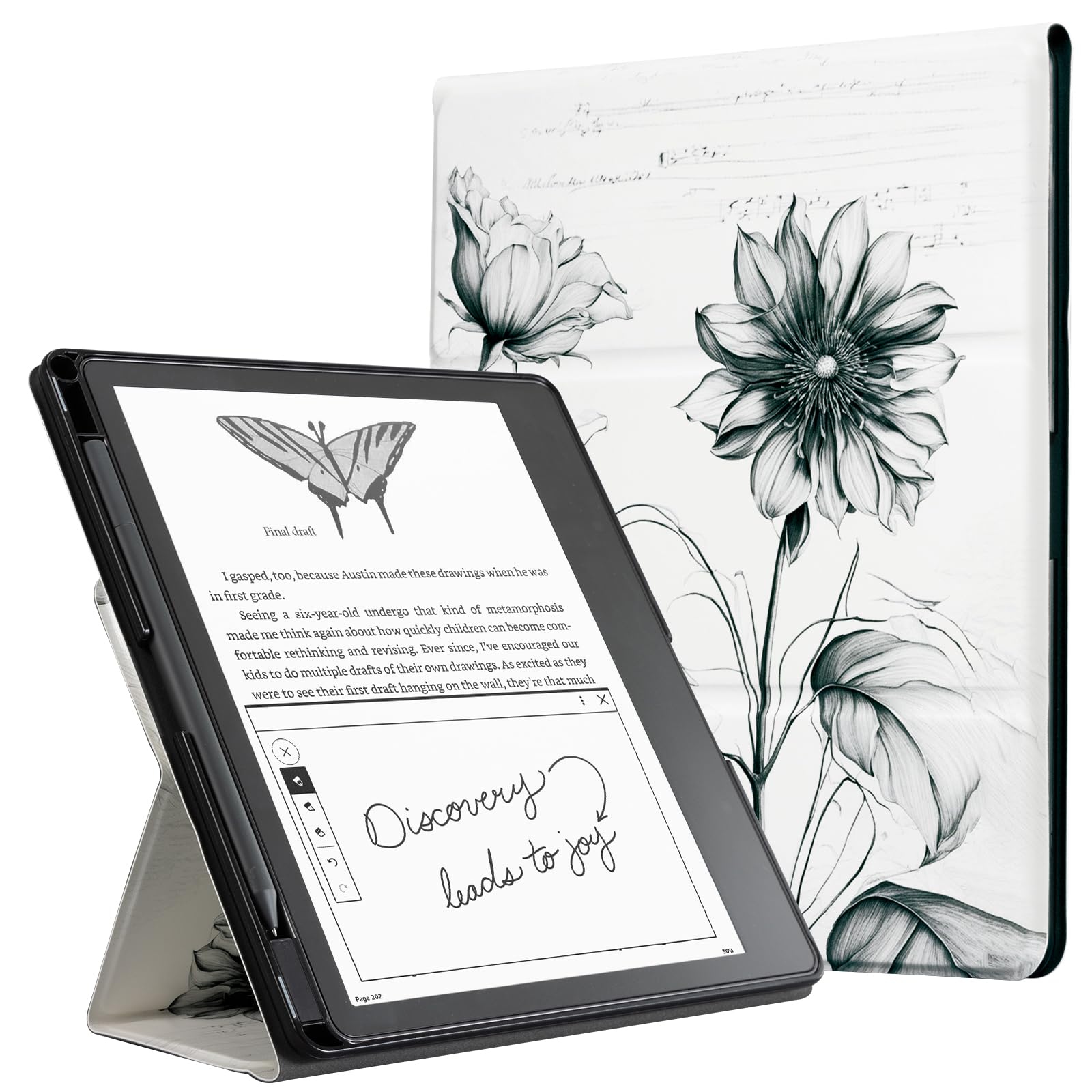 CoBak Stand Case for Kindle Scribe - Premium Folio Leather Cover with Pen Holder, Auto Sleep/Wake - Compatible with 10.2 Inch Kindle Scribe (2022/2024 Release)