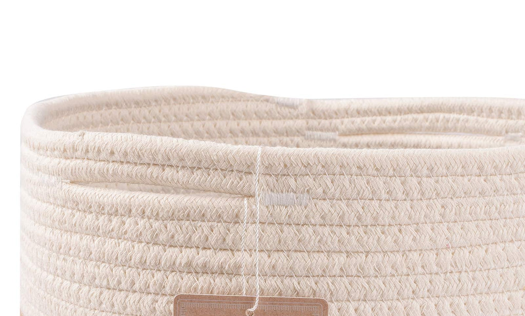 voten Cube Storage Baksets Bins 11x11’’ Fit 12x12’’ Organizer Bookcases Shelving,Stylish&Durable Woven Cotton Basket Containers for Organizing 3-Pack Off White/Mixed Camel