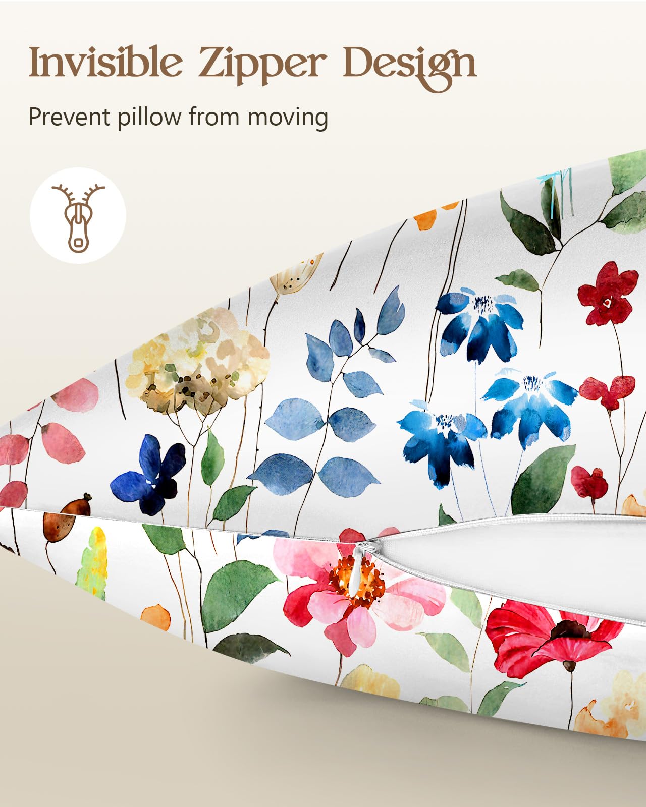 Miss Adola 2 Pack Mulberry Silk Pillowcase for Hair and Skin - Standard Size 20 x 26 Inches with Hidden Zipper Beige Flower 19 Momme Soft Sleeping Silk Pillow Case for Women, Moms