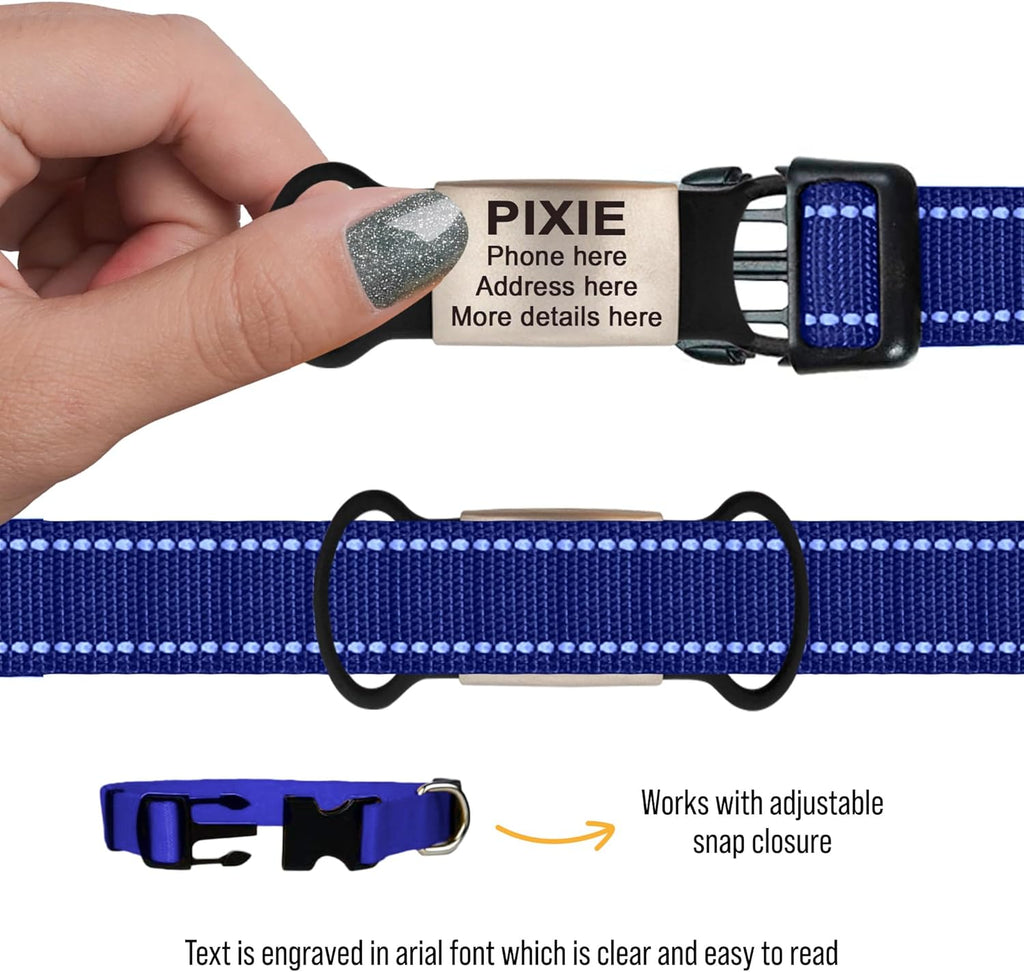 Slide On Pet Tag ID - Silent Custom Dog Tags - Name Tags Personalized - No Jingle Slide On Cat Tag ID - Engraved Collars